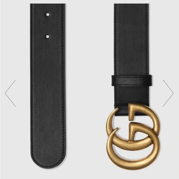 Gucci Black Belt with Gold GG Emblem - Picture 3 of 10